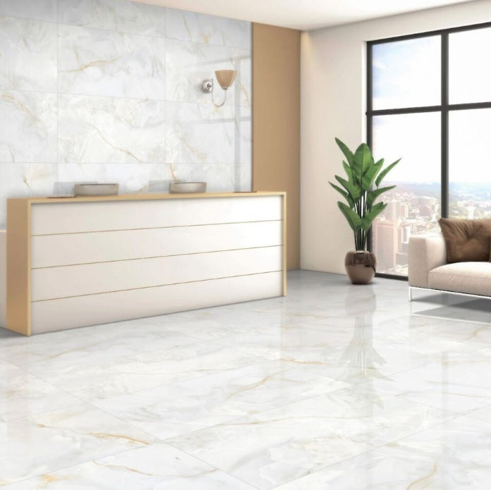 Onyx Havana Extra Large Polished Marble Wall And Floor Porcelain Tiles 100cm x 100cm