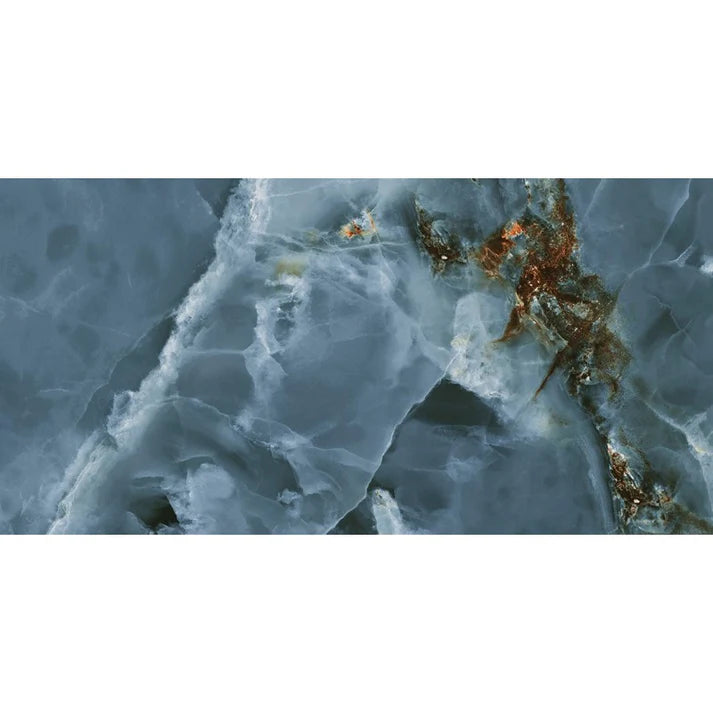 Ski 3D Blue Polished Copper Large Wall And Floor Porcelain Tiles 60cmx120cm