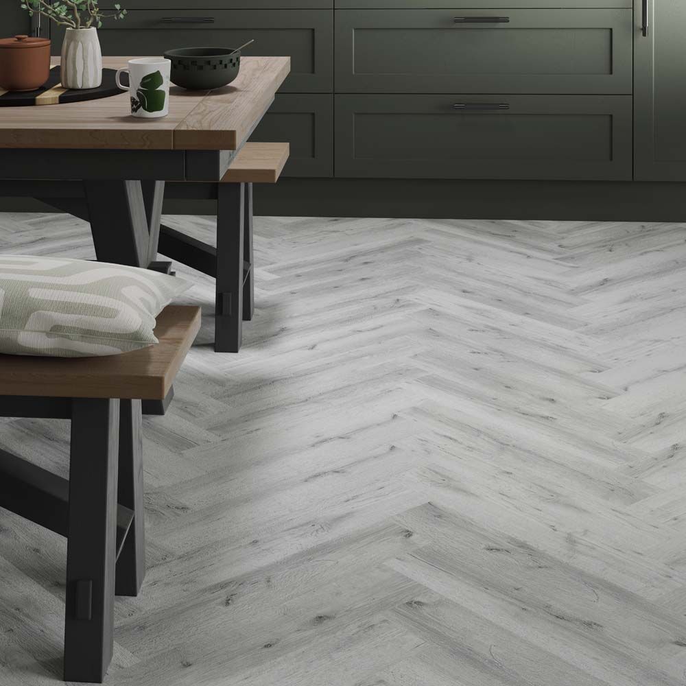 ProLvt Wyre Silver Oak Herringbone 630mm x 126mm x 5.2mm SPC Flooring SPC Flooring