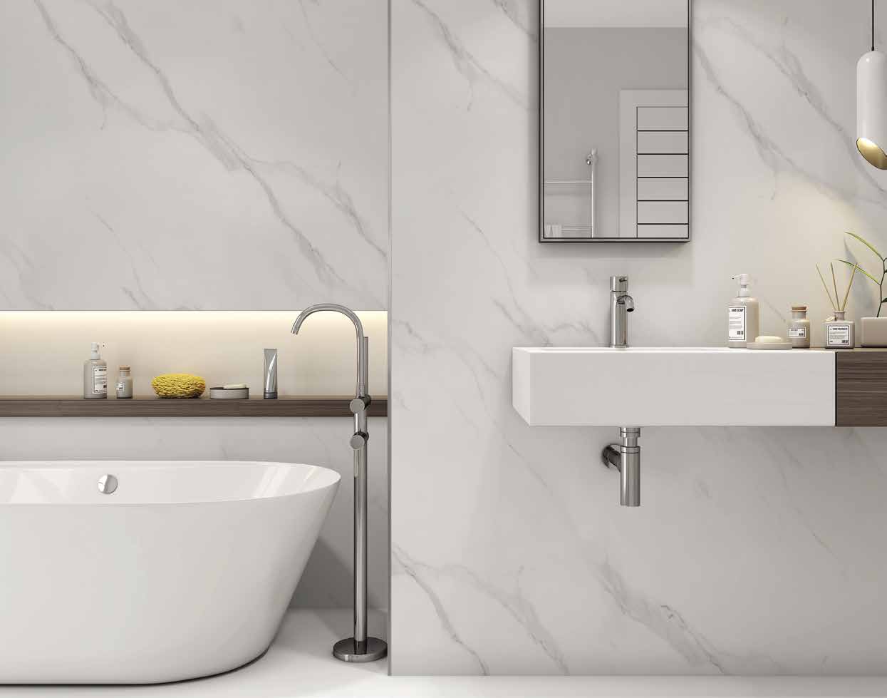 Wet Wall Acrylic Shower Panel 1000mm x 2400mm Grey Stripes
