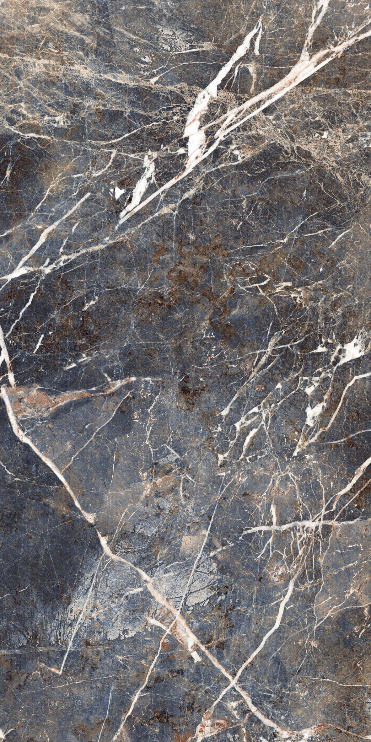 Maxxi Deep Blue Polished Brass Large Wall And Floor Porcelain Tiles 60cmx120cm