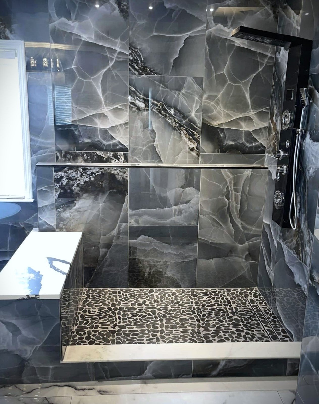 Ellipsis Onice 3d imitation Grey Blue Polished Copper Large Wall And Floor Porcelain Tiles 60cmx120cm