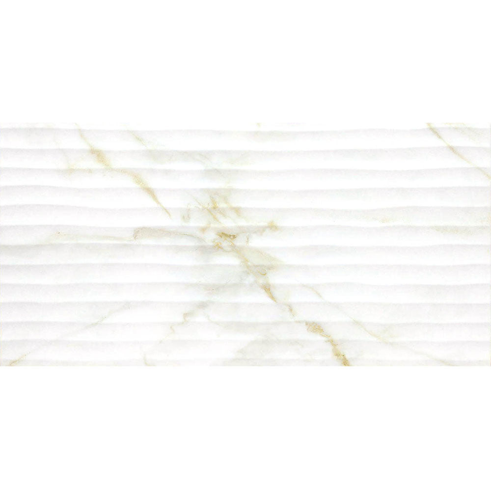 Radisson Calcutta Carrara Décor Wave Gold Marble Matt Wall Tiles 30cmx60cm