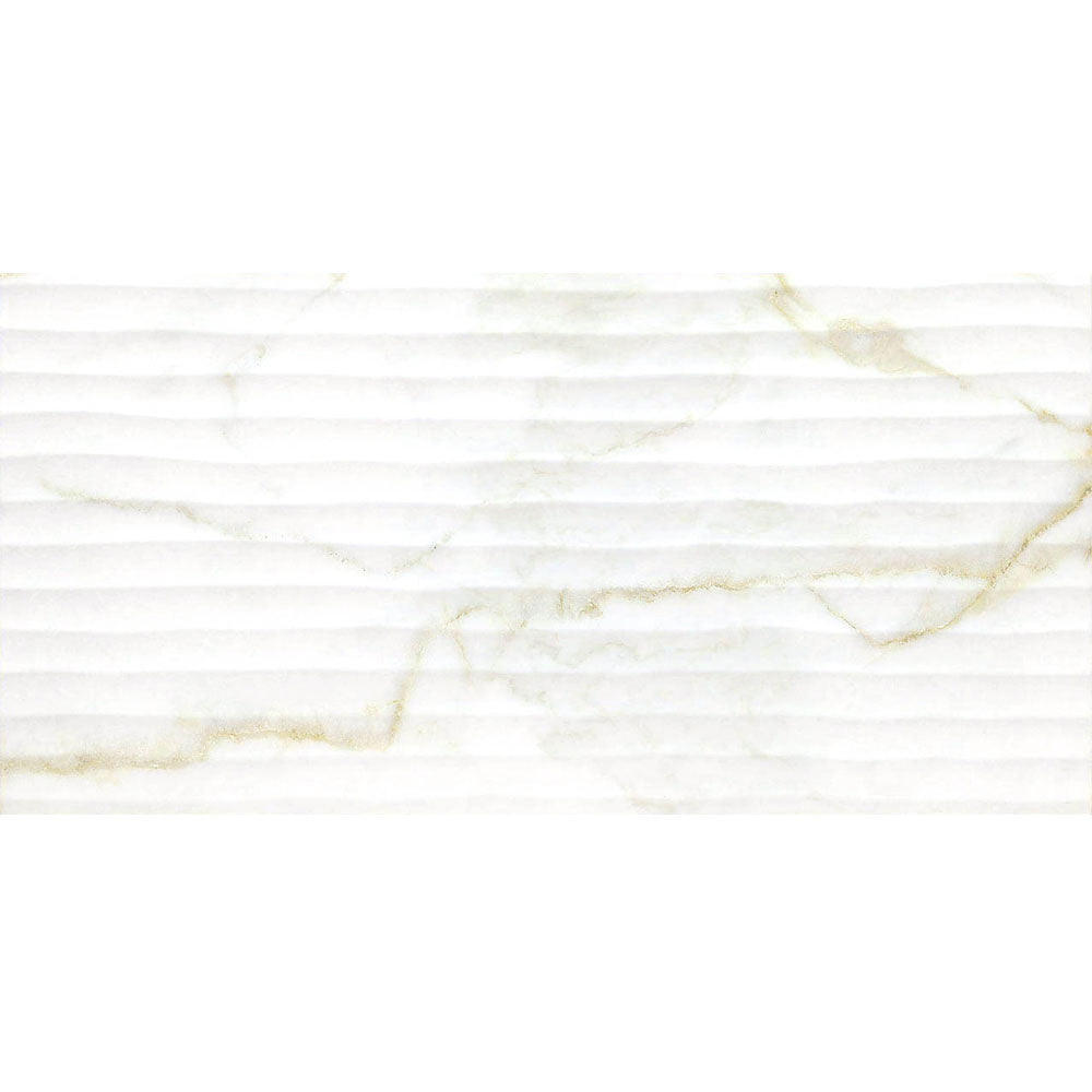 Radisson Calcutta Carrara Décor Wave Gold Marble Matt Wall Tiles 30cmx60cm