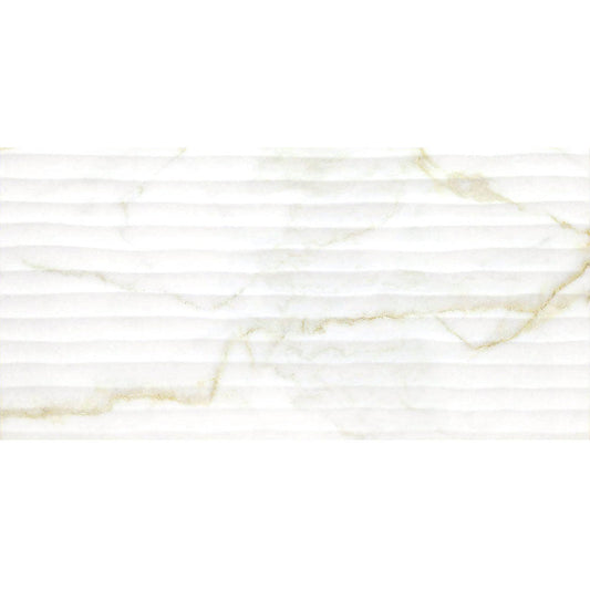 Radisson Calcutta Carrara Décor Wave Gold Marble Matt Wall Tiles 30cmx60cm