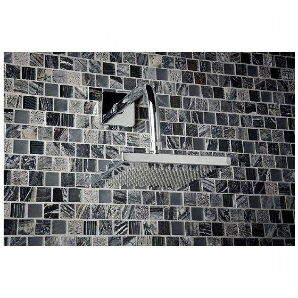 Oklohoma Grey Marble, Quartz and Glass mix tile Mosaic 30cmx28cm
