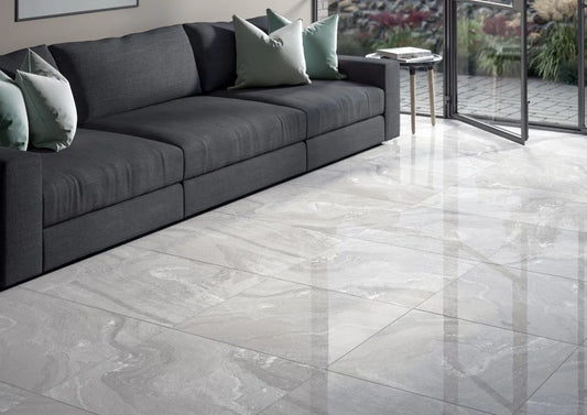 Dunes 3D Light Grey Fog Polished Porcelain Tiles 60cmx60cm