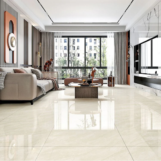 Bella Beige Polished Cream Wall And Floor Porcelain Tiles 60cmx60cm