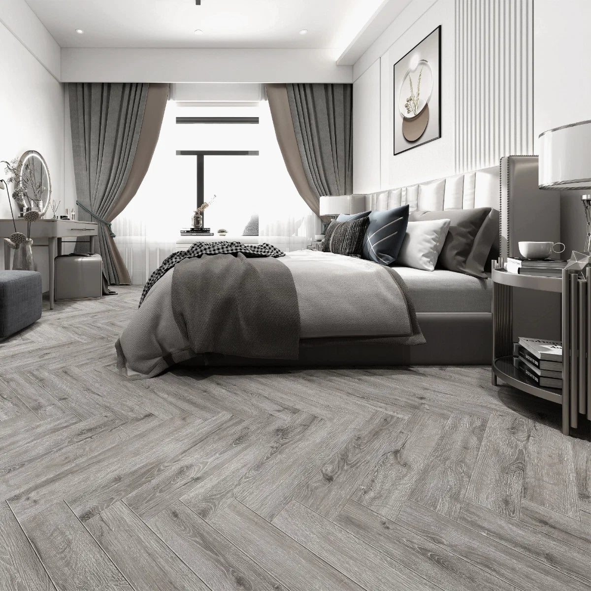Premium 5.3mm ProLvt Rigid Herringbone Gran Canaria Silver Oak 15cm x 75cm SPC Click Flooring