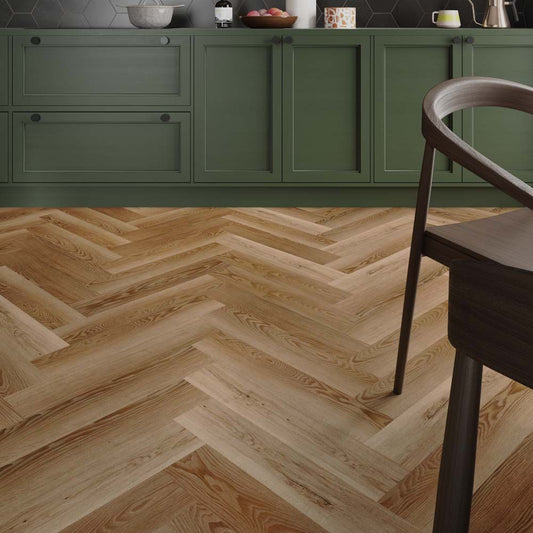 ProLvt Golden Oak Herringbone 630mm x 126mm x 5.2mm SPC Flooring