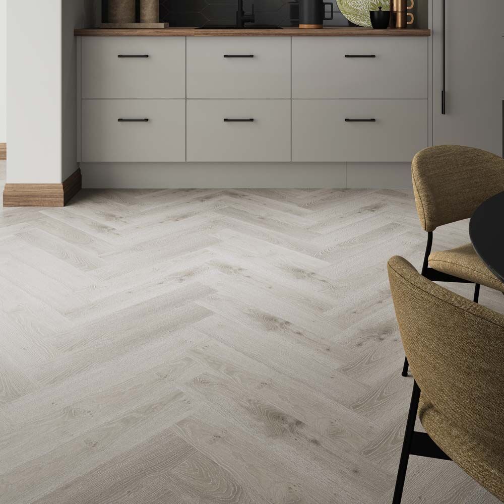 ProLvt Ashdown Limed Oak Herringbone 630mm x 126mm x 5.2mm SPC Flooring