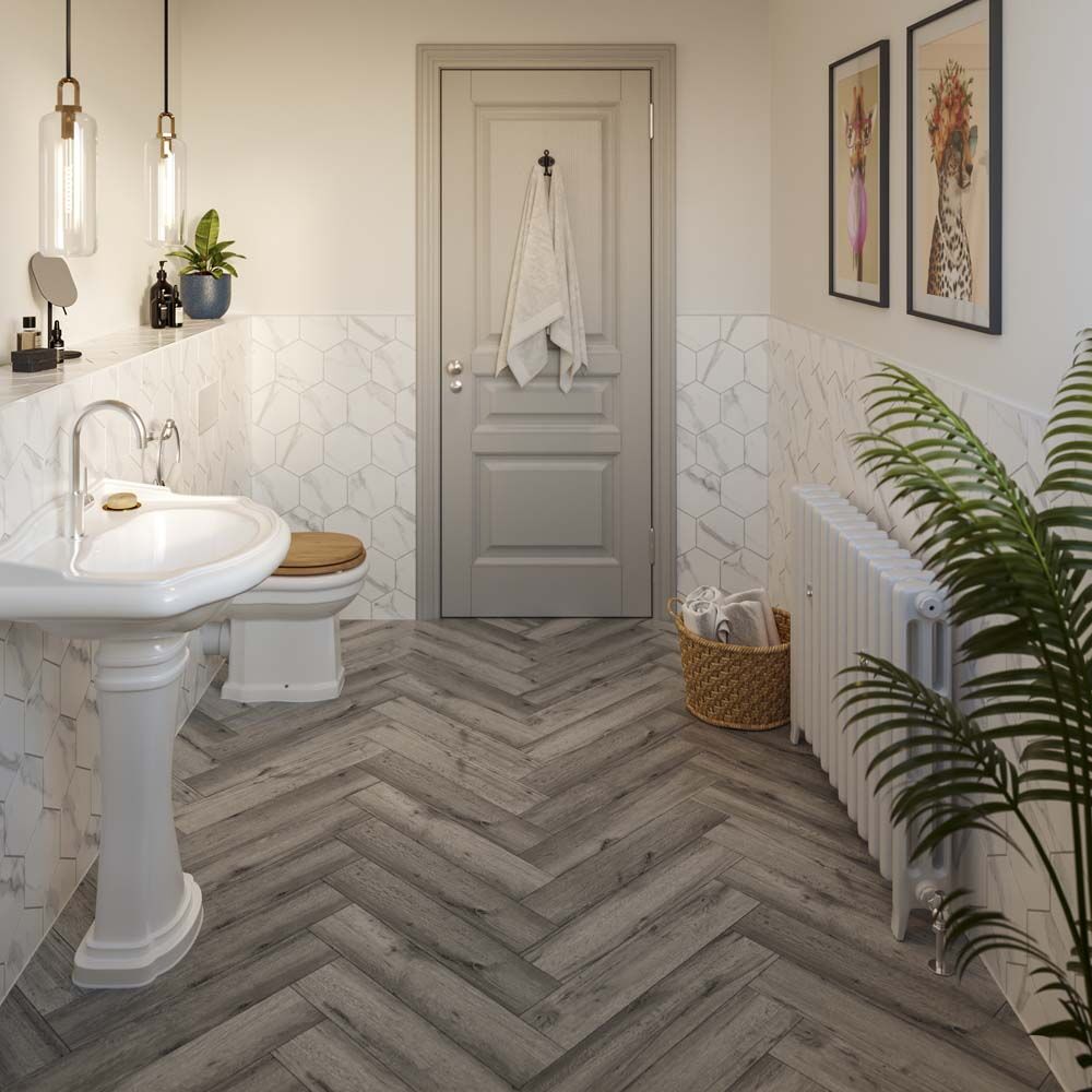 ProLvt Haldon Antique Oak Herringbone 630mm x 126mm x 5.2mm SPC Flooring