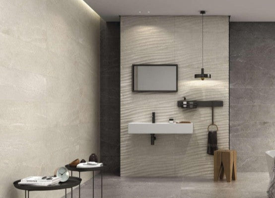 Tempo Wave Feature Cotton Matt Ceramic Wall Tiles 33cmx55cm