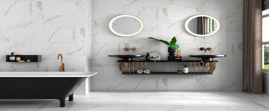 Paragon Calcutta Marble Grey Gloss Wall And Floor Porcelain Tiles 60cmx60cm