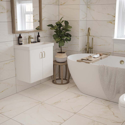 Radisson Calcutta Carrara Gold Marble Matt Wall And Floor Tiles 60cmx60cm