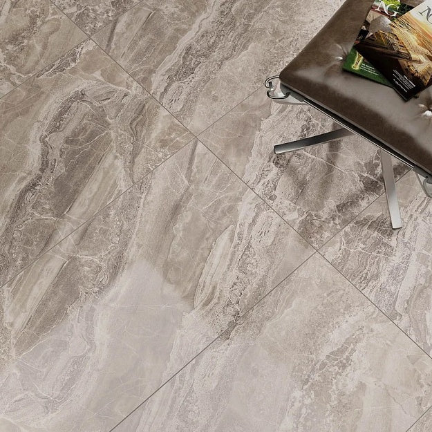 Keyops Large Polished Grey Wall And Floor Porcelain Tiles 60cmx120cm