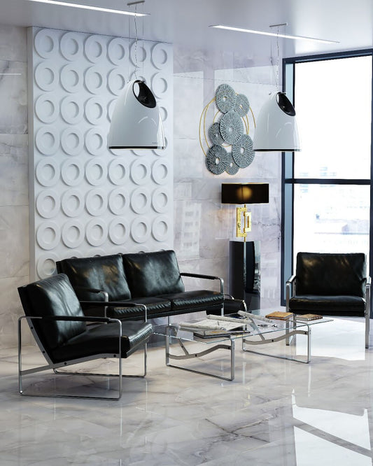 Galleria Large Polished Grey Onyx Effect Wall And Floor Porcelain Tiles 60cmx60cm
