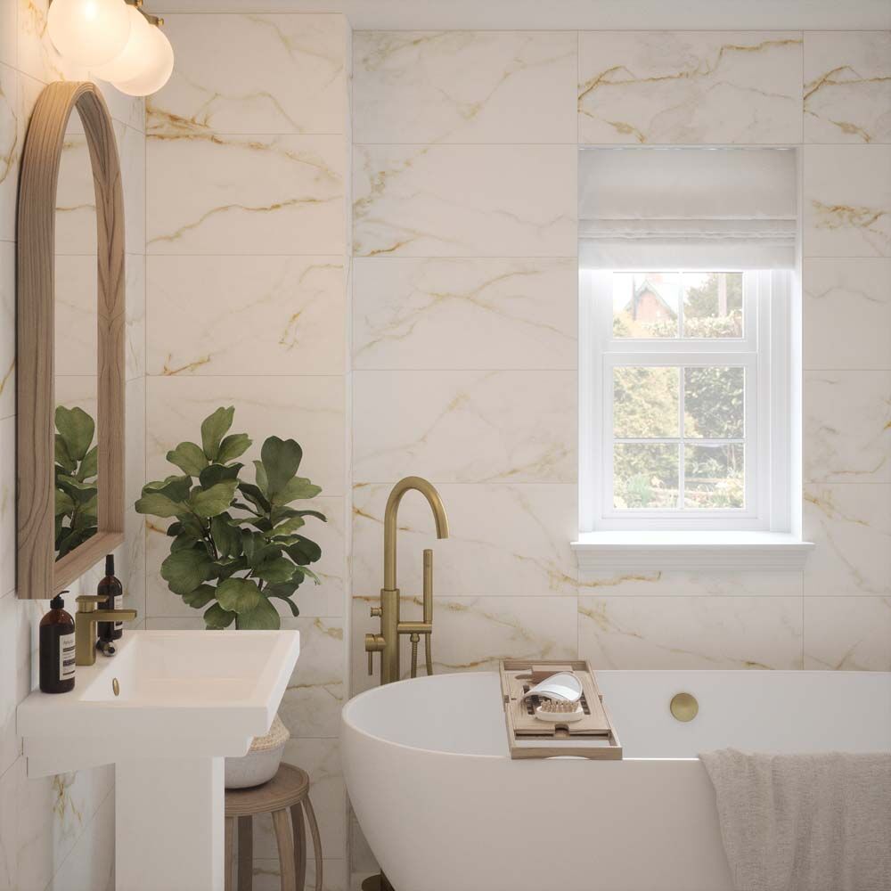 Radisson Calcutta Carrara Gold Marble Matt Wall Tiles 30cmx60cm