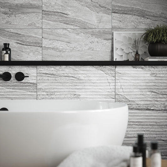 Libretto Rock Grey Matt Ceramic Wall Tiles 30cmx60cm