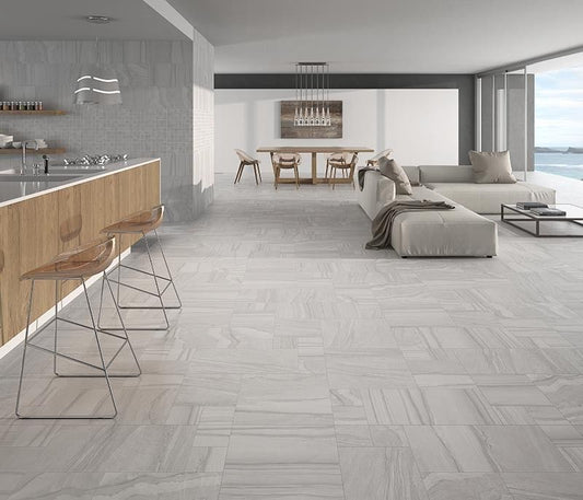 Blend Stone Silver Grey 45cmx90cm Matt textured Porcelain Feature Wall and Floor Tile