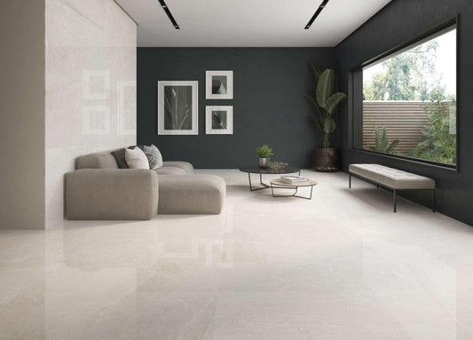 Tempo Latte Polished Marble Wall And Floor Porcelain Tiles 60cmx120cm