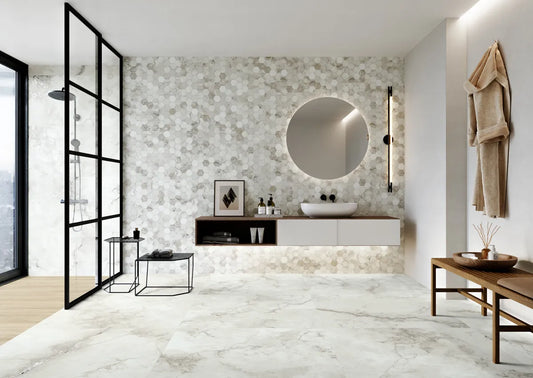 Vintage Carrara Wall And Floor Porcelain Tiles 60cmx60cm